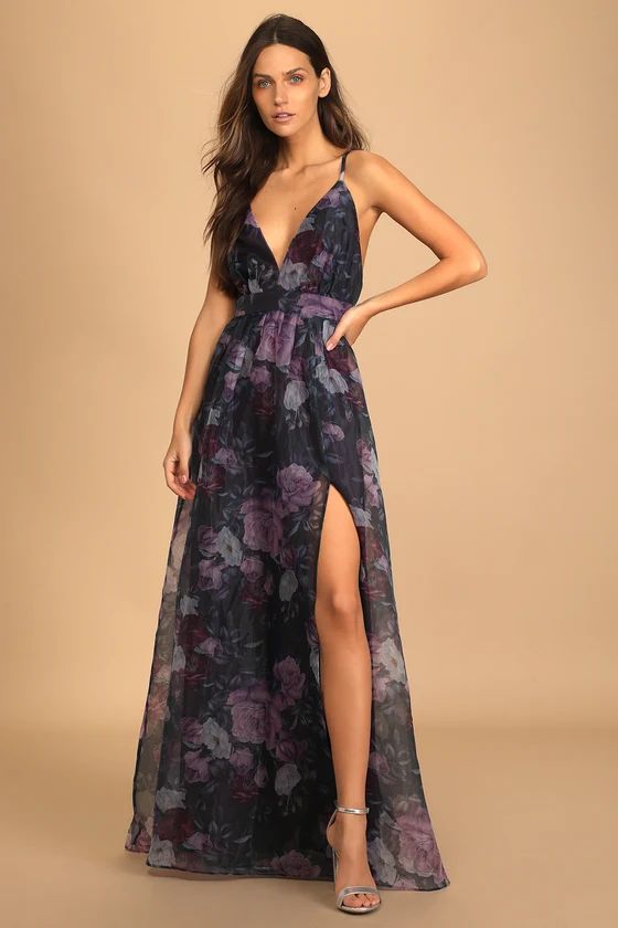 Headed for Romance Black Floral Print Organza Maxi Dress | Lulus (US)