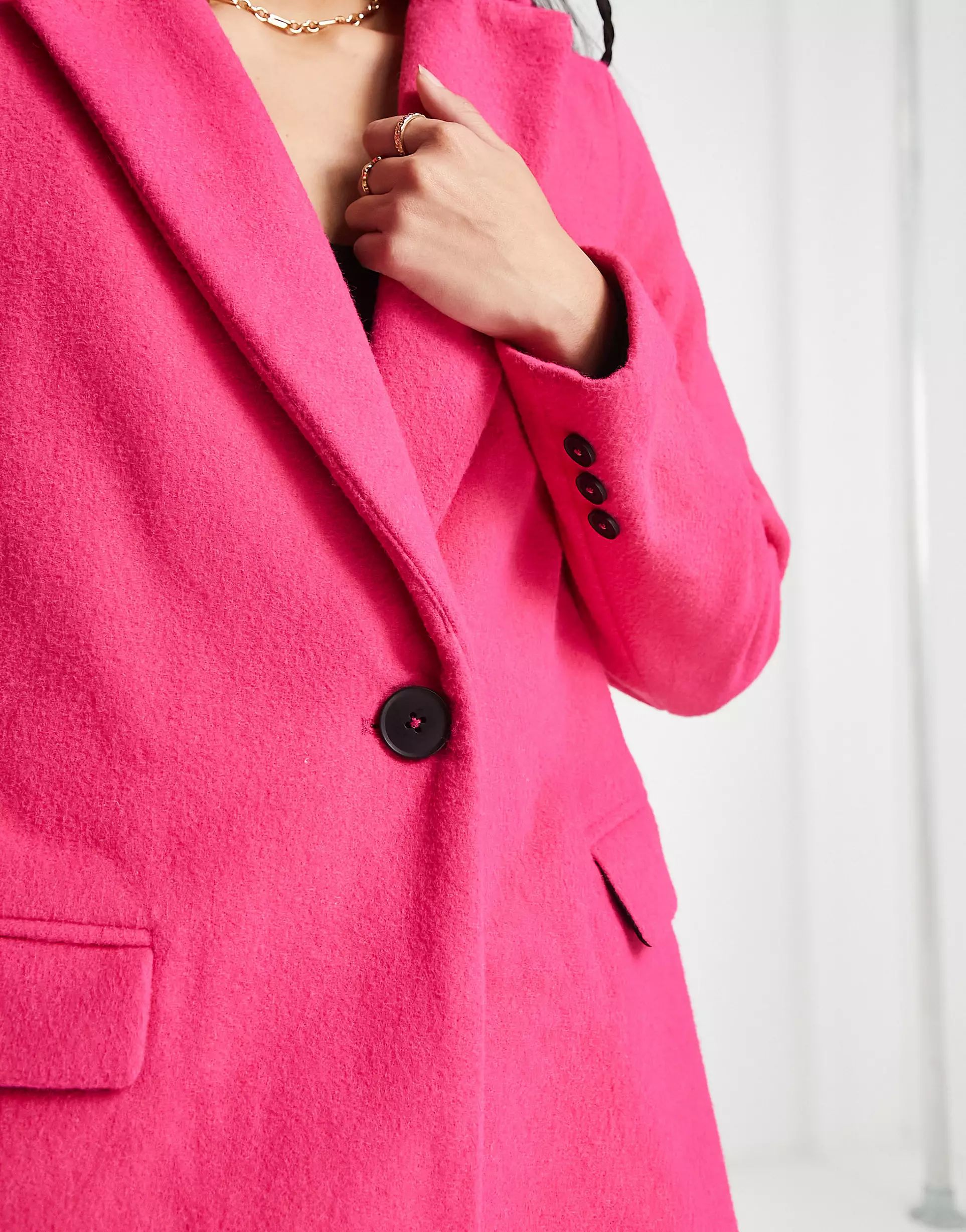 New Look - Manteau doublé élégant avec boutons sur le devant - Rose | ASOS (Global)