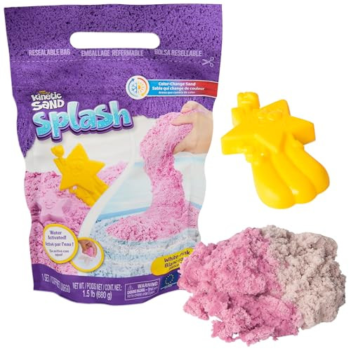 Kinetic Sand Splash, 1.5lb White-Pink Color-Change Play Sand & Character Mold, Resealable Bag, Toddler Toys, Kids Toys for Girls & Boys Ages 3 and up | Amazon (US)