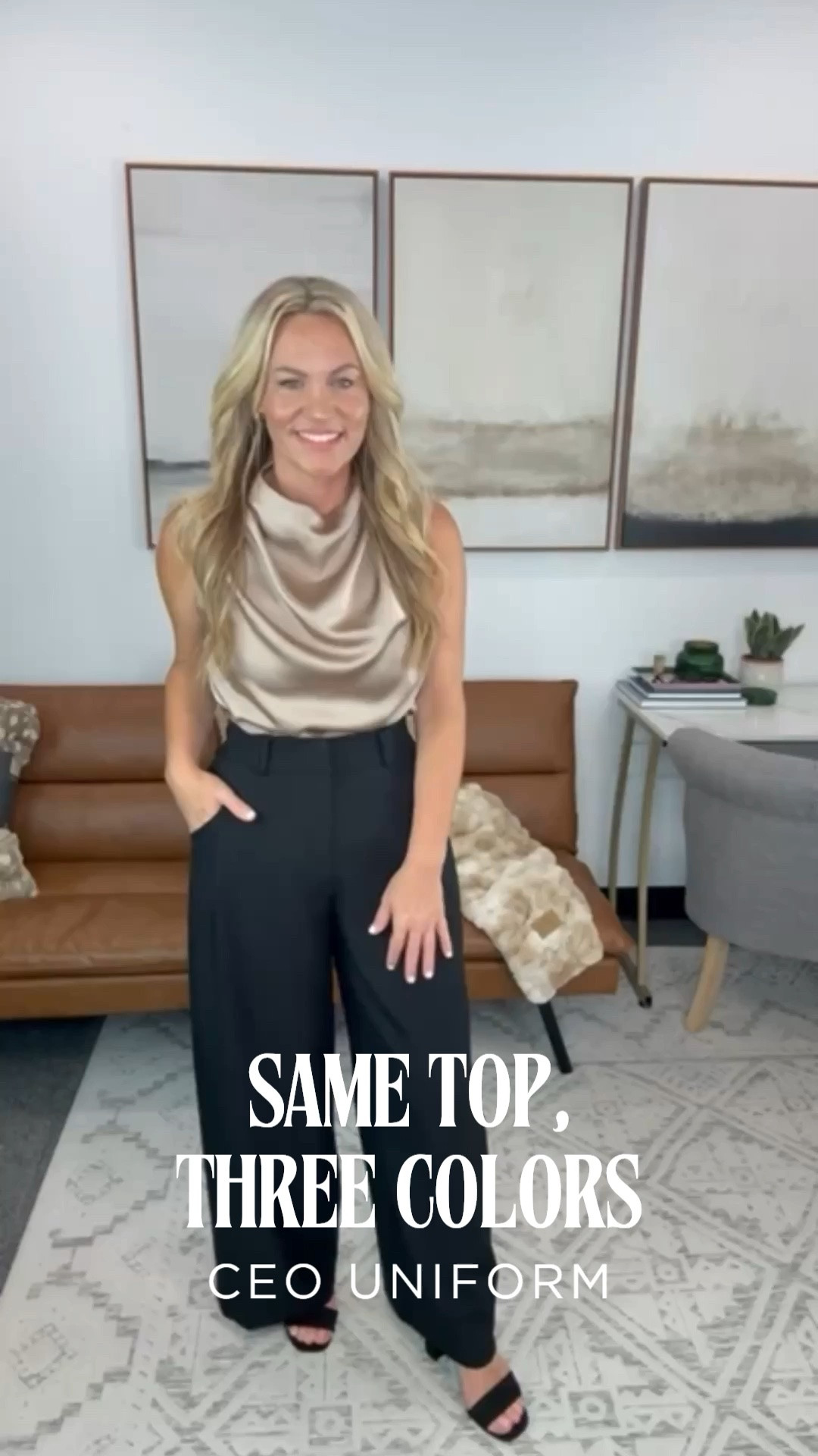 My version of a CEO uniform: great trousers and one top that works in multiple colors. The draped neckline gives it just enough detail to make a simple workwear formula feel elevated, whether I go classic white, neutral champagne or add a print.

CEO style, workwear outfit, office fashion, draped neck top, wide leg trousers, business casual, professional outfit, women’s workwear, office outfit ideas, fall workwear, AudrieDollins

#LTKootd #LTKOver40 #LTKWorkwear