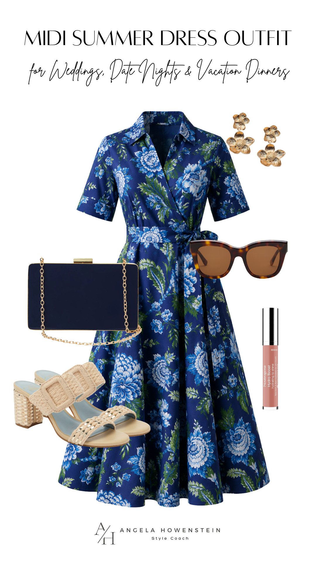 Blue Floral Wrap Dress Outfit for Weddings & Special Events 

 #LTKootd #LTKOver40 #LTKSaleAlert