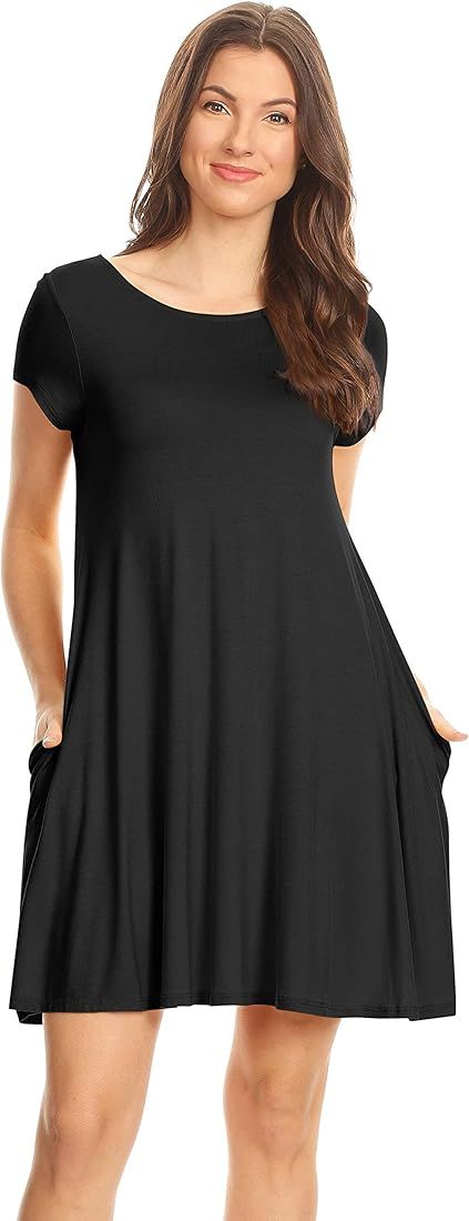 Casual T Shirt Dress for Women Flowy Tunic Dress with Pockets Reg and Plus Size | Amazon (US)