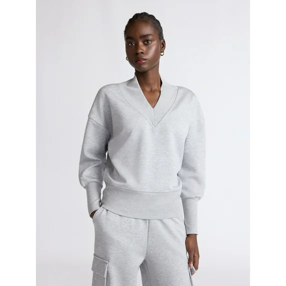 Scoop Women's and Women's Plus New Scubaknit V Neck Sweatshirt, Sizes XS-4X | Walmart (US)