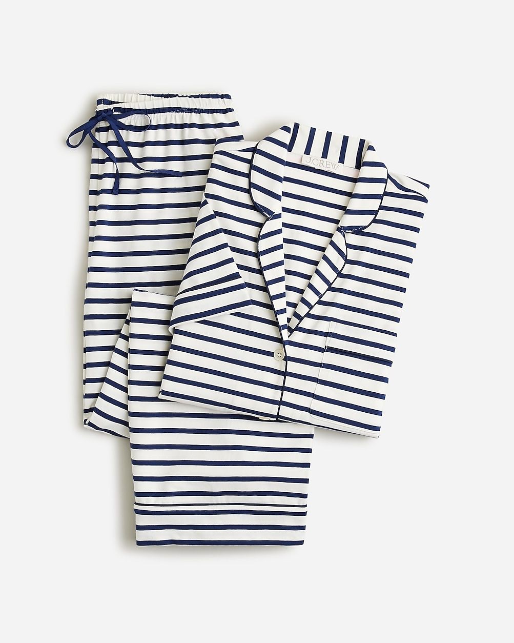 Short-sleeve pajama pant set in stripe dreamy cotton-blend | J.Crew US