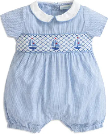 Nautical Embroidered Smocked Romper | Nordstrom