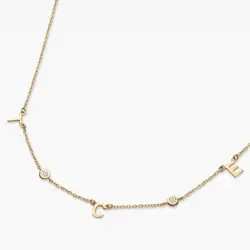 Inez Initial Necklace with Diamonds - 14K Solid Gold | Oak & Luna (US)