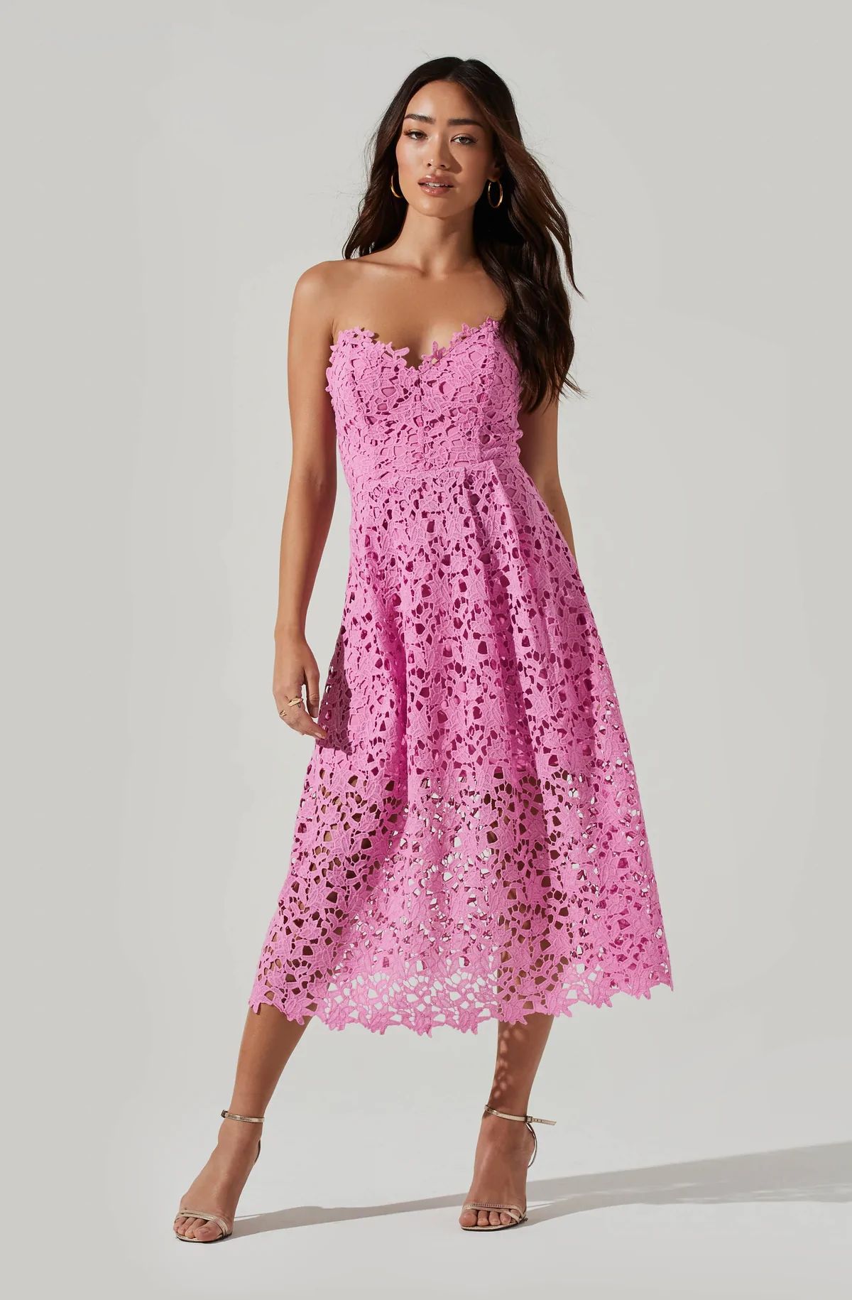 Anaya Strapless Lace Midi Dress | ASTR The Label (US)