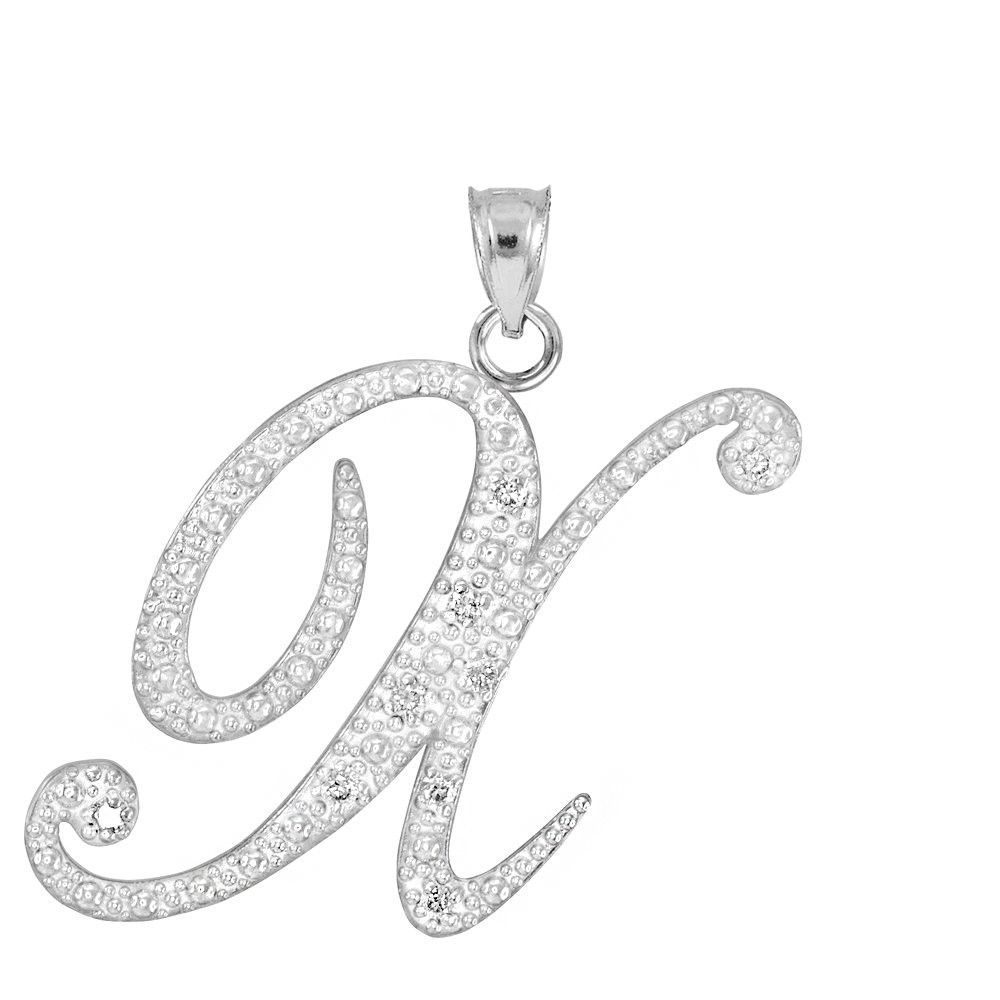 Claddagh Gold .925 Sterling Silver Cubic Zirconia Dangling Cursive Initial A-Z Charm 4/5" Pendant... | Amazon (US)