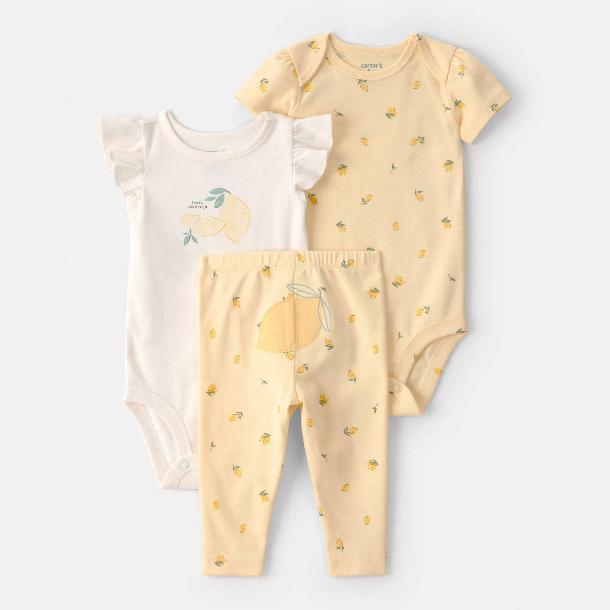 Baby Carter's 3-pc. Lemon Bodysuit & Pant Set | Kohl's