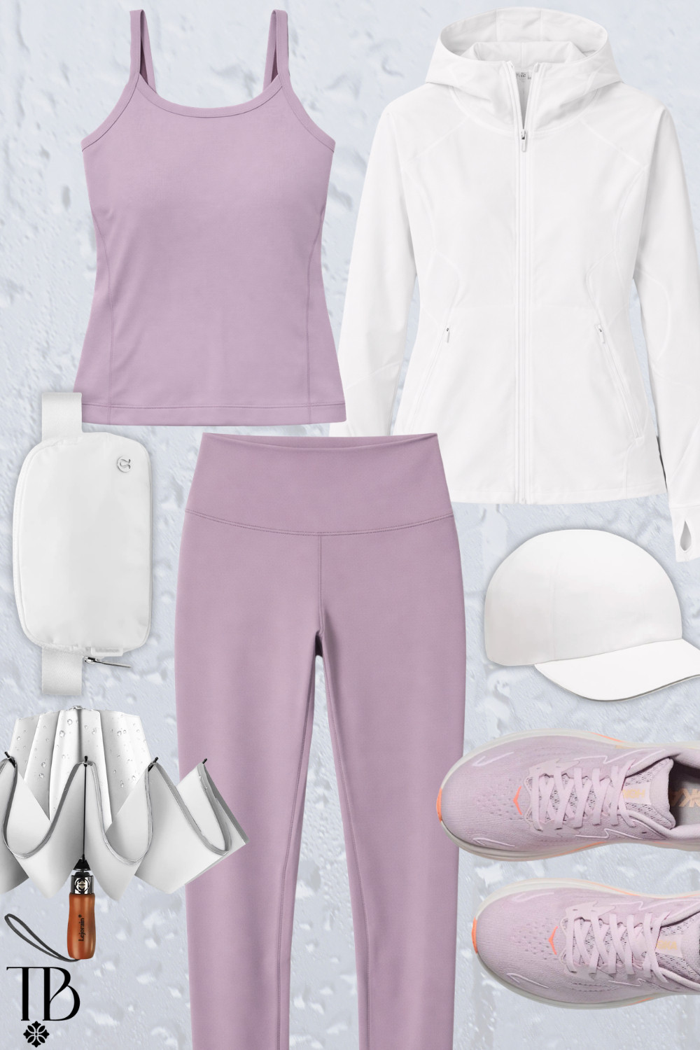 Rainy day errands but make it cute ☔️💜 This lavender active set is the perfect rainy day outfit—comfortable leggings, a matching tank, and a lightweight zip jacket for layering. Paired with breathable sneakers, a white cap, and a compact umbrella, this look keeps you stylish and dry whether you're heading to the gym, grabbing coffee, or running errands in the rain.
#rainydayoutfit #athleisurestyle #ltkfitness #ltkactive #rainydaystyle #athleisurelook

 

 