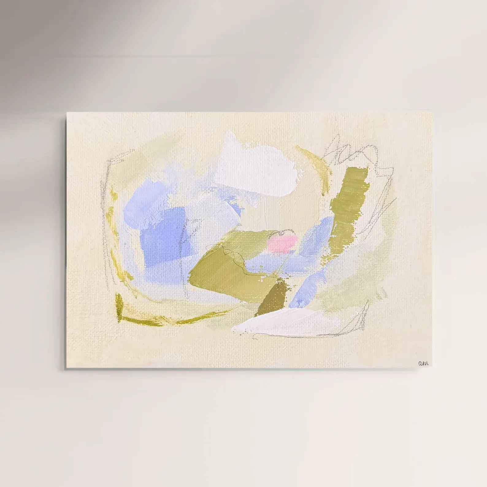 Abstract Blue Green Grandmillennial Art: Modern Southern Hand Painted Oil Pastel Golf (Download) | Etsy (US)