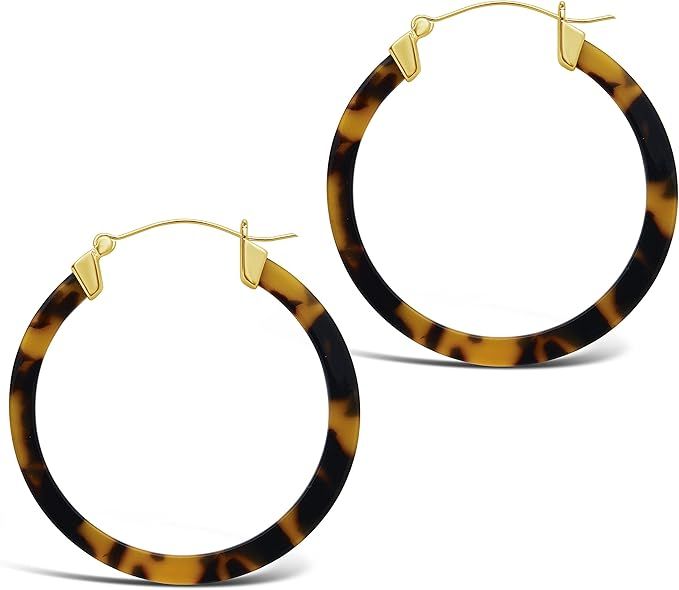 Sterling Forever - 50mm Resin Hoop Earrings - Fashion Statement Earrings - 14K Gold Plated Brass ... | Amazon (US)