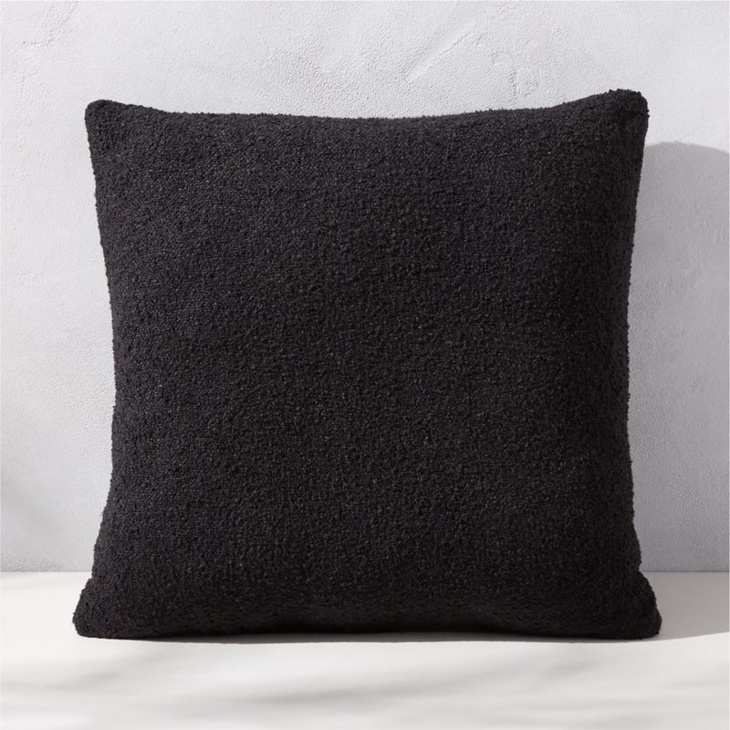 Silves Black Boucle Outdoor Throw Pillow 20''x20" + Reviews | CB2 | CB2