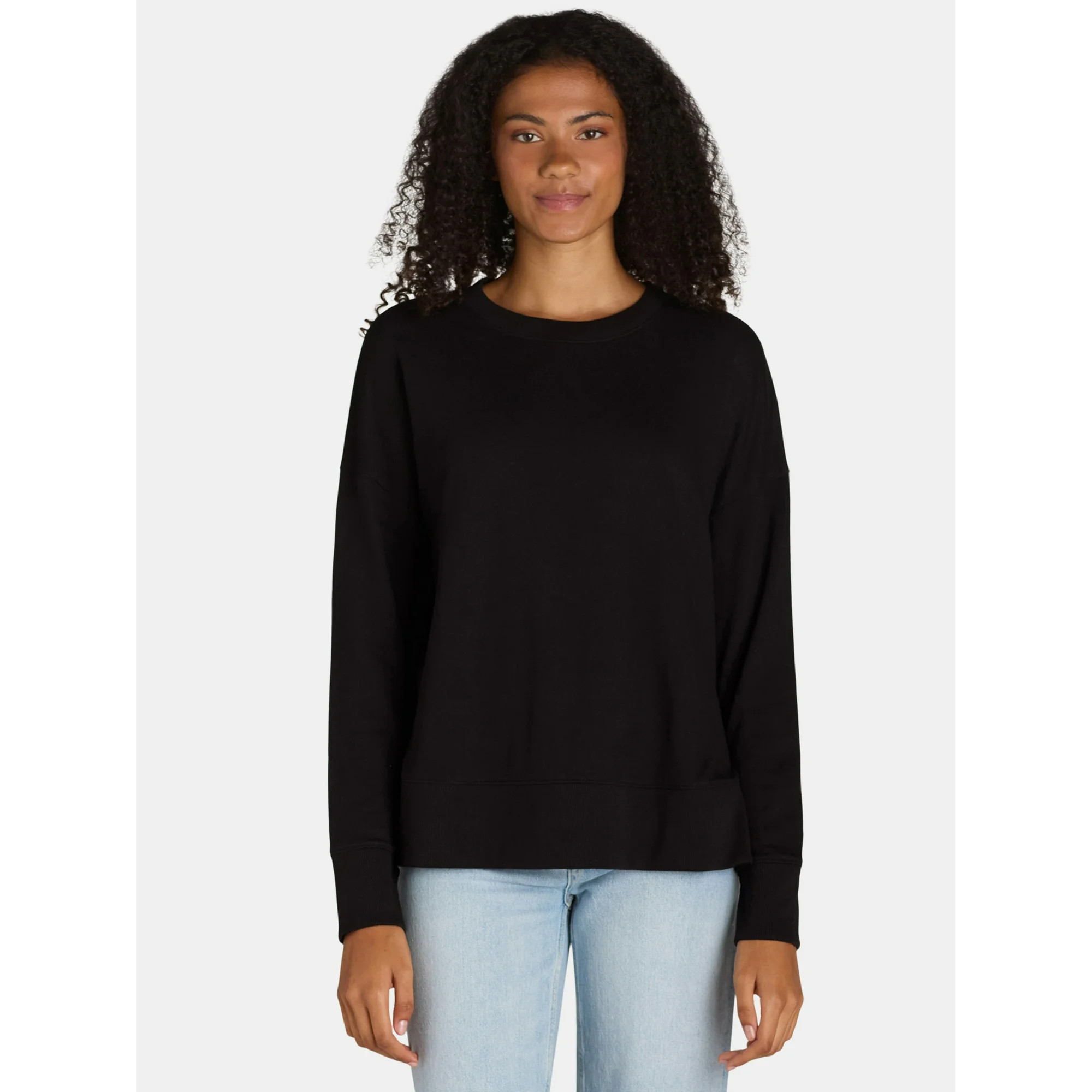 Time and Tru Women's Crewneck Sweatshirt with High-Low Hem, Sizes XS -4X | Walmart (US)
