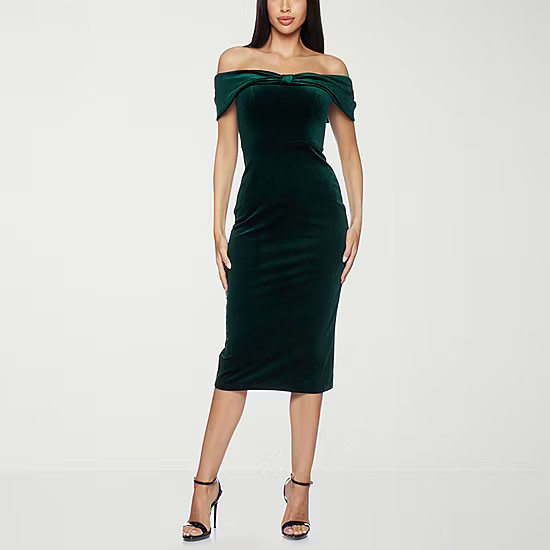 new!Premier Amour Womens Velvet Short Sleeve Sheath Dress | JCPenney