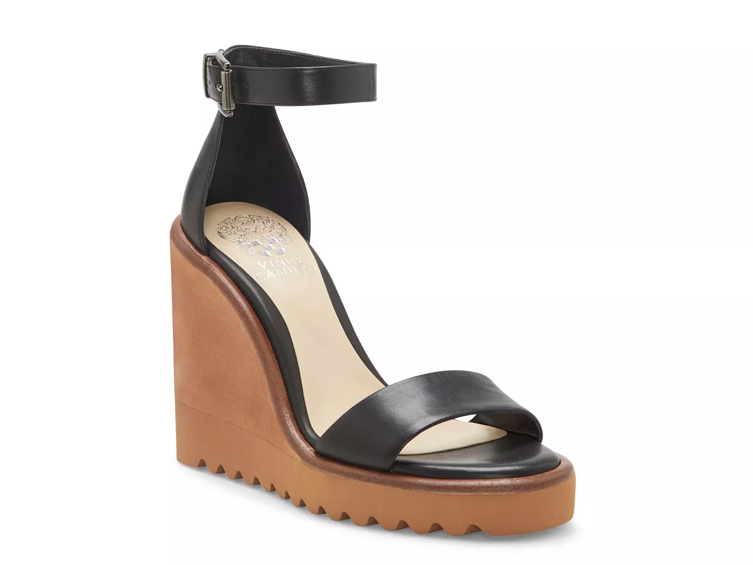 Vince Camuto Gretam Wedge Sandal - Women's - Black - Ankle Strap Wedge | DSW