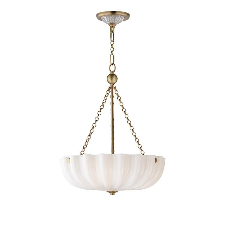 Maxim Bundt 15" White/Natural Aged Brass Pendant/Semi-Flush Light | Lamps Plus
