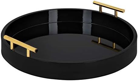 Kate and Laurel Lipton Modern Round Tray, 15.5" Diameter, Black and Gold, Decorative Accent Tray ... | Amazon (US)