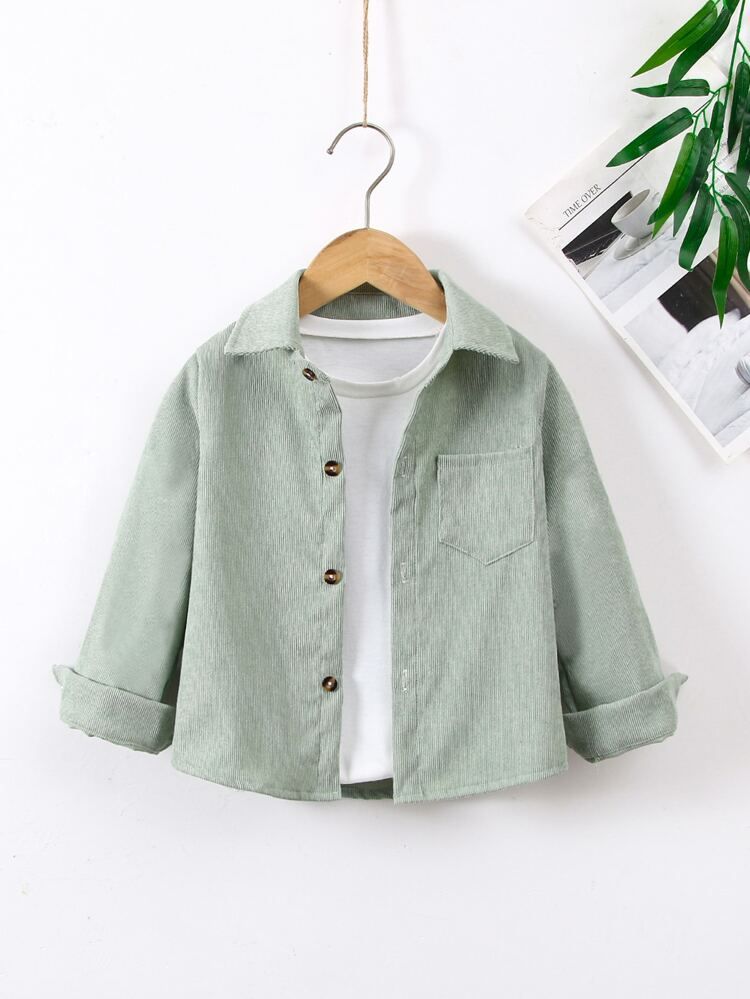 Toddler Boys Pocket Patched Corduroy Shirt Without Tee | SHEIN