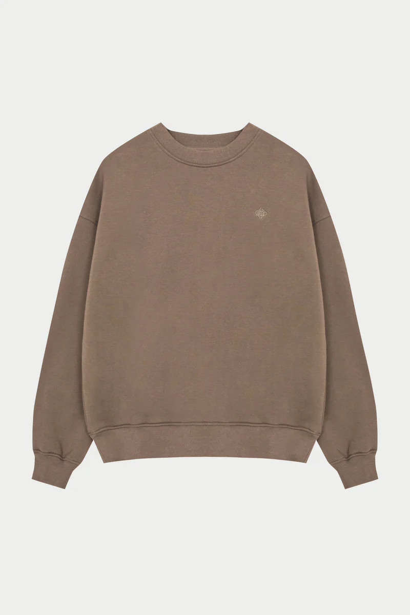 EMBLEM EMBROIDERED SWEATSHIRT - COCOA | The Couture Club
