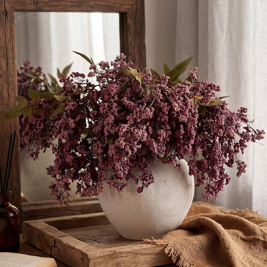Dingion 3 Pcs 43 in Fall Berry Stem for Vase Artificial Nandina Purple | Amazon (US)
