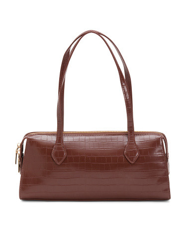 Tara Croc Embossed Long Handled Satchel | TJ Maxx