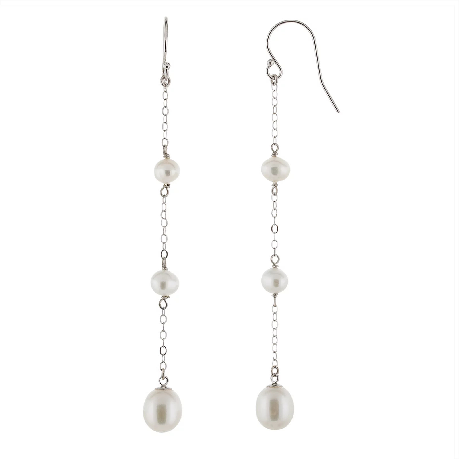 Womens Splendid Pearls Dangling Sterling Silver Pearl Earrings, Women's, Silvertone | Kohl's