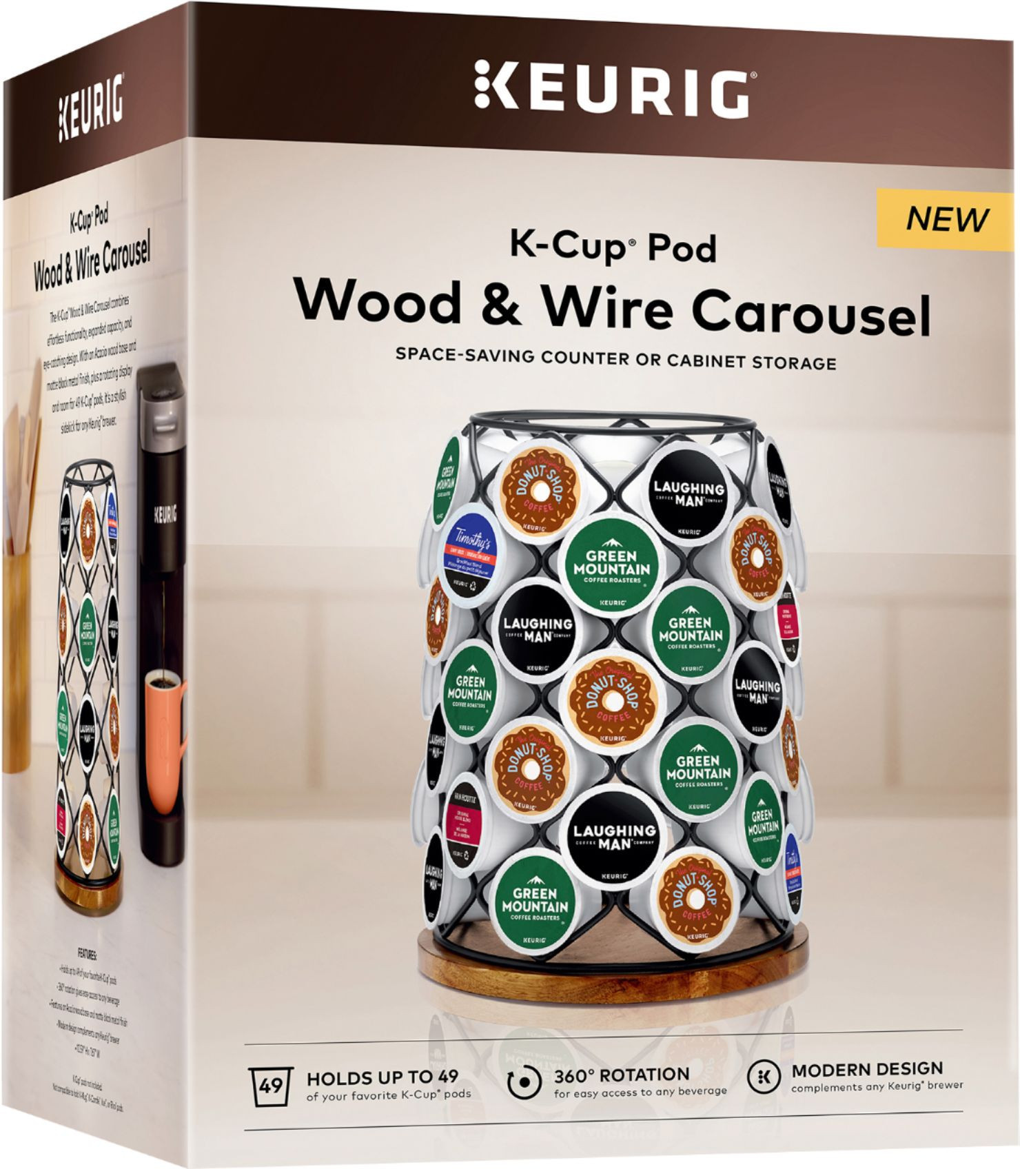 Keurig - Wood & Wire 49 K-Cup Single-Serve Coffee Pods Rotating Carousel - Black/Tan | Best Buy U.S.