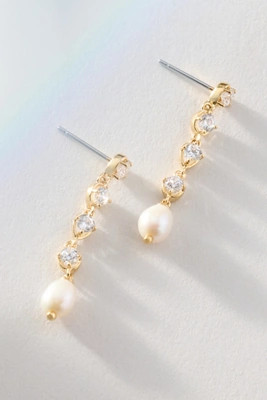 NADRI Maiden Pearl Crystal Linear Drop Earrings | Anthropologie (US)