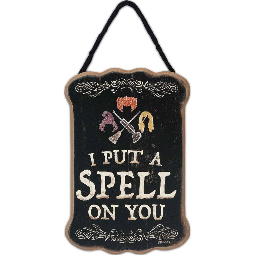 Disney Hocus Pocus I Put a Spell On You Hanging Wood Wall Decor - Spooky Sanderson Sisters Sign f... | Amazon (US)
