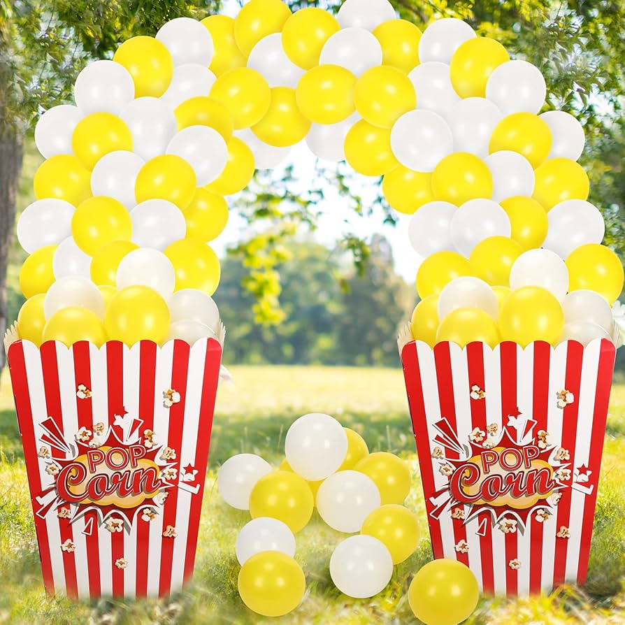Sosation Giant Popcorn Box Cardboard Stand up with Balloons Movie Popcorn 3D Popcorn Box Cardboar... | Amazon (US)