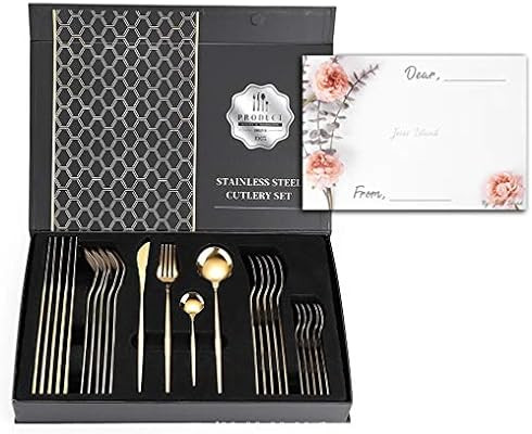 24 Silverware set for 6 people, Flatware gift sets with Premium box and Gift Letter, Stainless St... | Amazon (US)