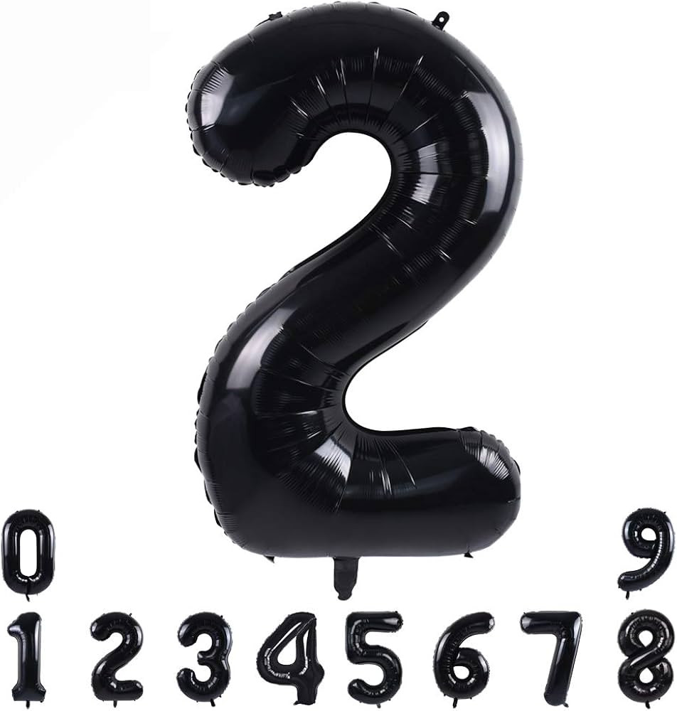 TONIFUL 40 Inch Black Large Numbers Balloons 0-9,Number 2 Digit Helium Balloons,Foil Mylar Big Nu... | Amazon (US)