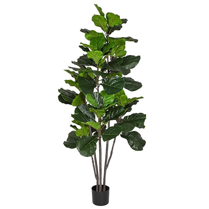 Woooow 6 Feet Artificial Fiddle Leaf Fig Tree in Planter,Artificial Tree Beautiful Fake Plant Fid... | Amazon (US)
