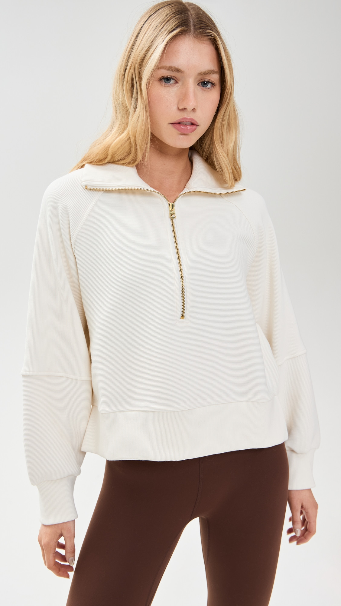 Varley Milano Half Zip Sweat Ivory XS | Shopbop