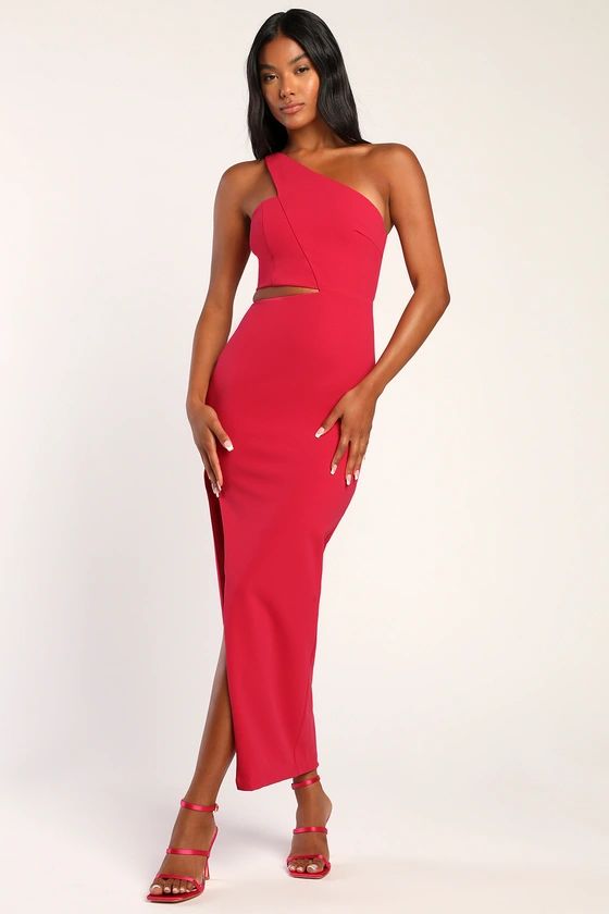 Look The Part-y Hot Pink One-Shoulder Cutout Maxi Dress | Lulus (US)