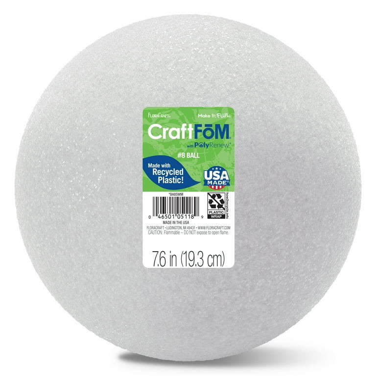 FloraCraft CraftFōM Crafting Foam Ball 7.6 inch White | Walmart (US)