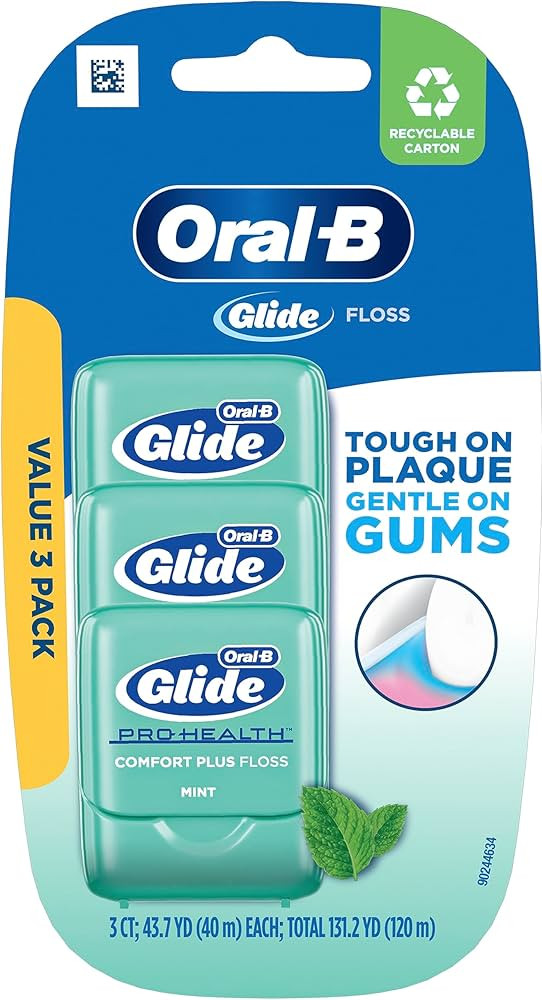 Oral-B Comfort Plus Glide Dental Floss Pack, Mint, 3 Count | Amazon (US)
