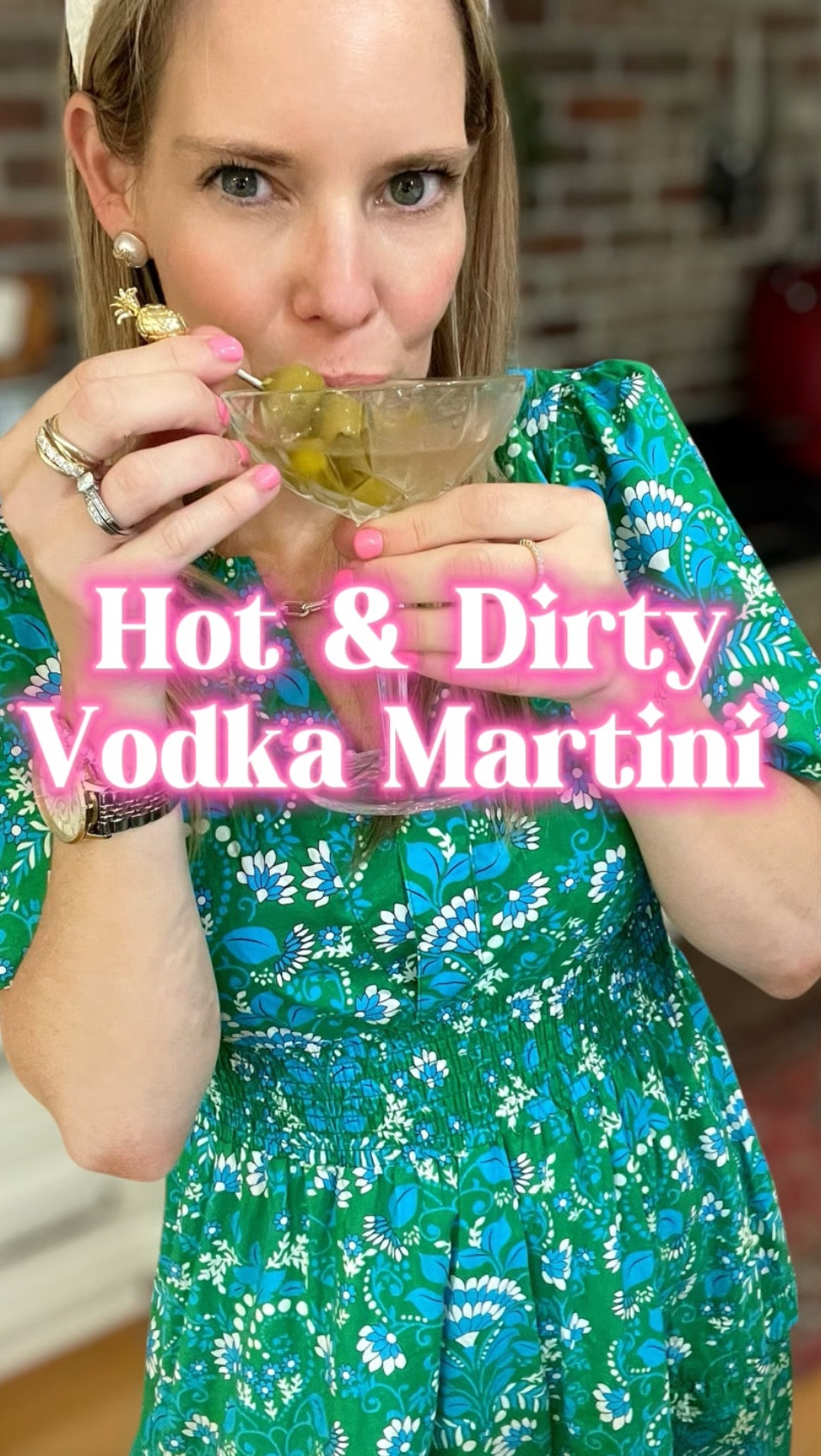 Hot & Dirty Martini Vibes
Swirl your glass with vermouth
Pour 1.5 oz vodka
Add 1 oz brine from jalapeño-stuffed olives
Shake it up with ice, baby!
Garnish with jalapeños & stuffed olives for that kick!
Wearing the cutest cotton dress—lightweight, comfy & perfect for cocktail hour!
Cheers to spice & style!

#MartiniTime #HotAndDirty #JalapeñoVibes #DirtyMartini #CocktailHour #HappyHourStyle #DrinkInStyle #SpicySips #CheersYall #CottonStyle

Use code PREPPYREBEL for 10% off Melinda Maria Jewelry!

#LTKParties #LTKFindsUnder50 #LTKHome