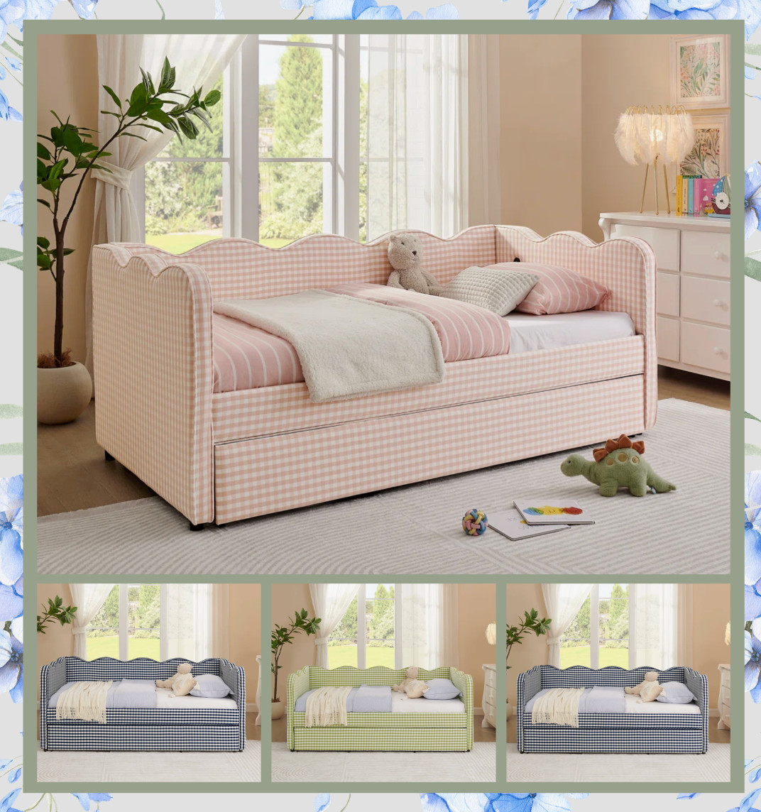 Daybed trundle bed
gingham kid's bed 

 #LTKHome #LTKKids