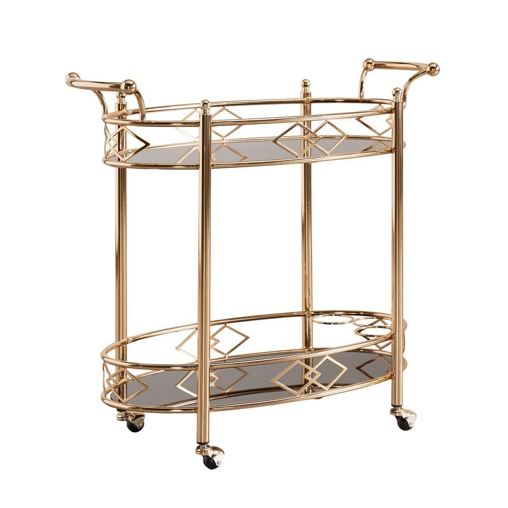 HomeSullivan Ariella Rose Gold Bar Cart | The Home Depot