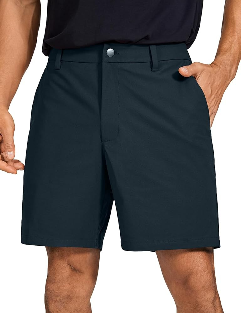 CRZ YOGA Men's All Day Comfy Golf Shorts - 7" Stretch Lightweight Casual Work Flat Front Shorts w... | Amazon (US)