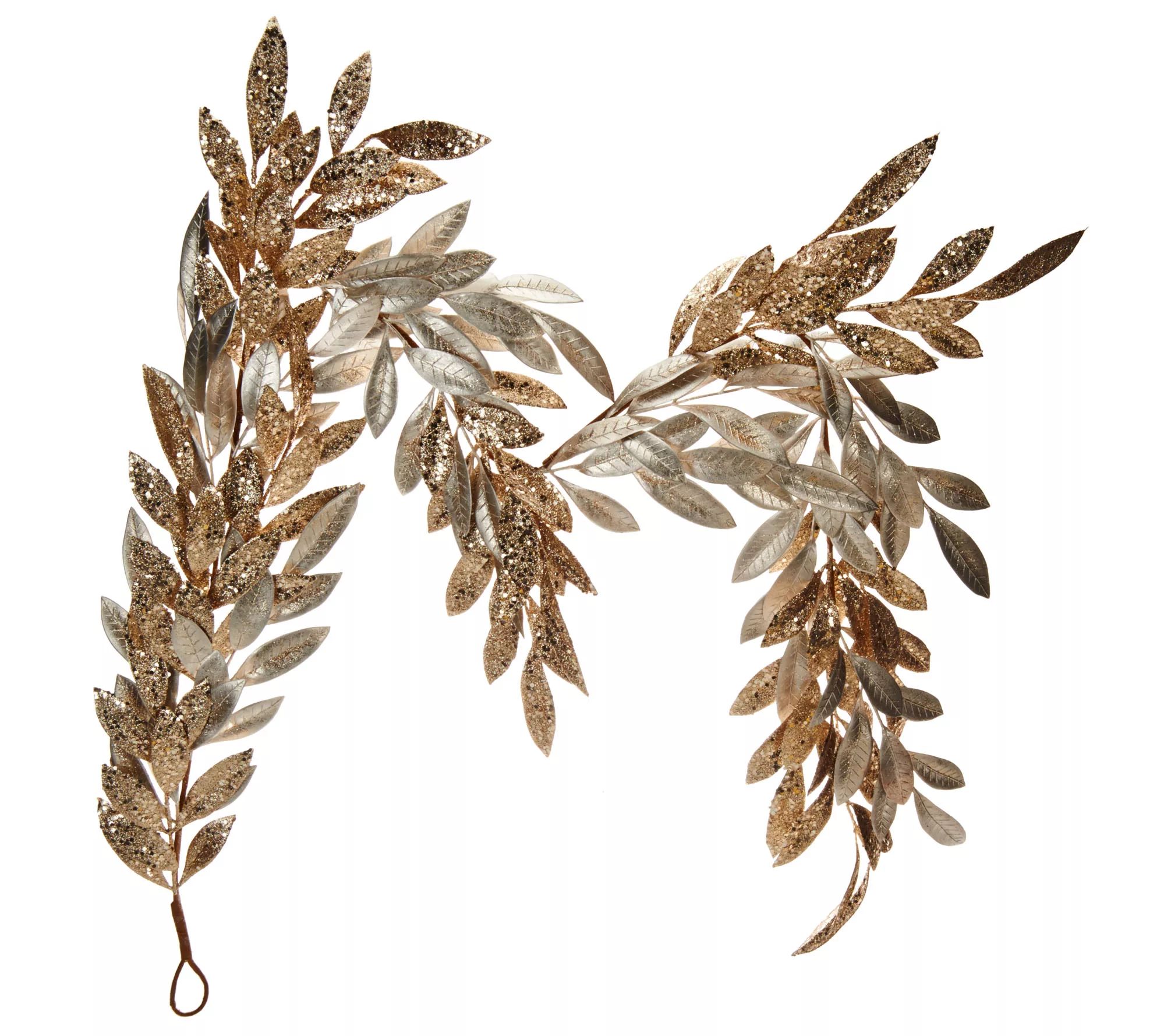 5' Sparkling Glittered Bay Leaf Garland by Valerie — QVC.com | QVC