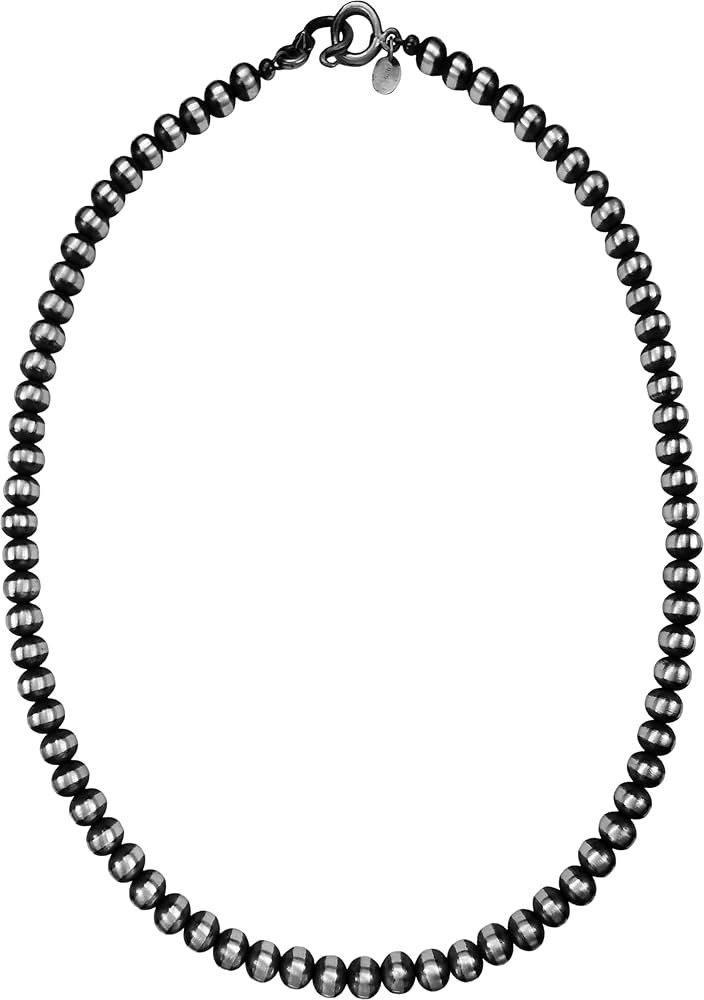 Navajo Pearls Necklace • 3mm Beaded Necklace • 925 Sterling Silver • Sterling Silver Beads ... | Amazon (US)