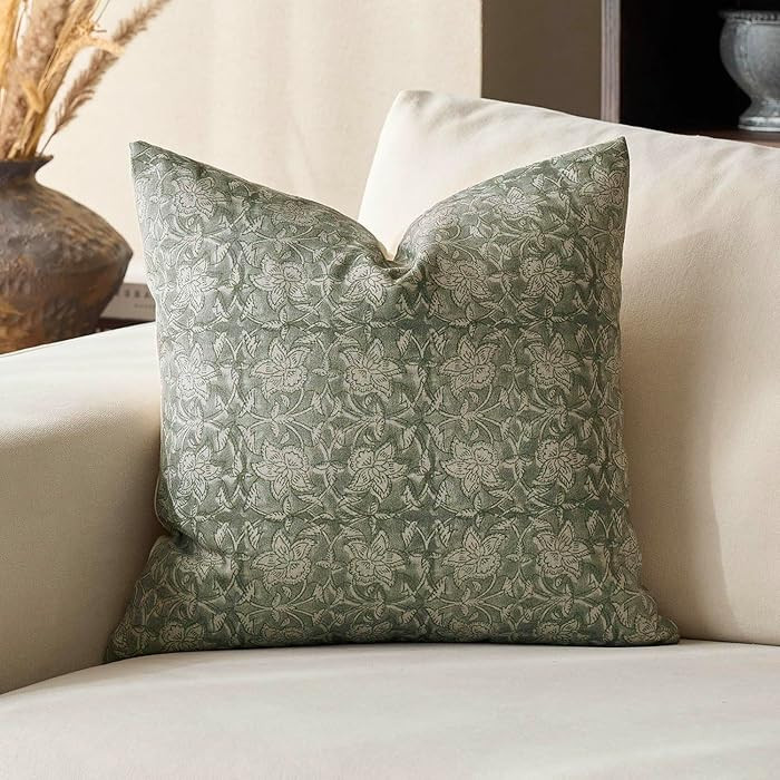 DOMVITUS Floral Pillow Covers Throw Pillow Covers, 18x18, Dusty Green, 1PC | Amazon (US)