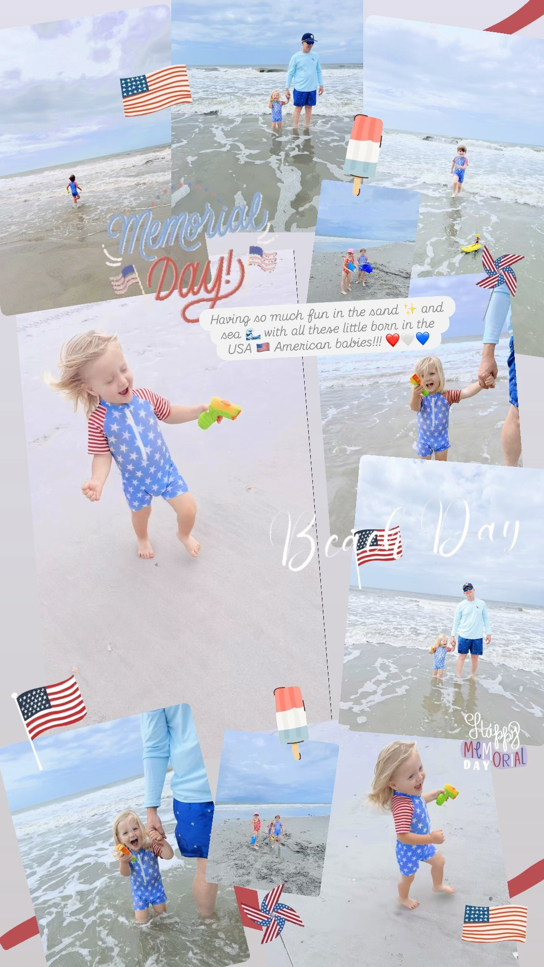 Having so much fun in the sand ✨ and sea 🌊 with all these little born in the USA 🇺🇸 American babies!!! ❤️🤍💙
