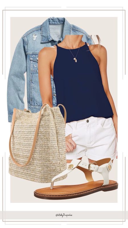 Spring outift idea with a blue tank top, white shorts, denim jacket, tote bag and t strap sandals.

//Amazon outfit ideas, casual outfit ideas, casual fashion, amazon fashion, found it on amazon, amazon casual outfit, cute casual outfit, outfit inspo, outfits amazon, outfit ideas, Womens shoes, amazon shoes, Amazon bag, purse, size 4-6, early spring outfits, winter to spring transition outfit, #ltkfindsunder100 #ltkshoecrush #ltksalealert

#LTKfindsunder50 #LTKitbag #LTKstyletip