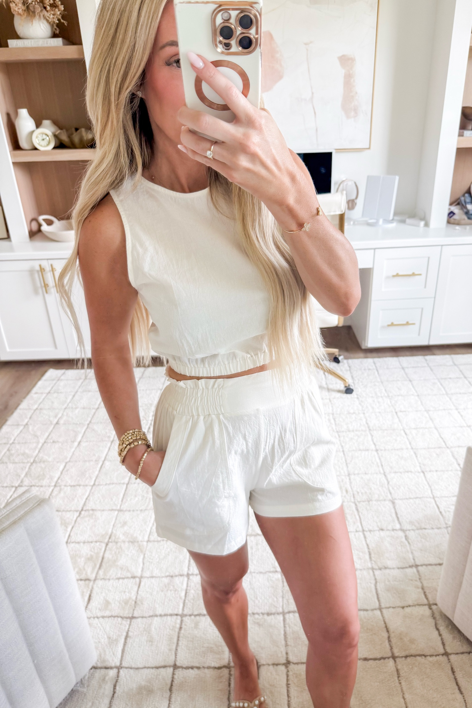 Look at how cute this two piece set is! It's 100% cotton and so comfy for the summer - it comes in a ton of colors too!

Summer, summer style, summer outfit, two piece set, matching set, neutral set, neutral outfit, gold bracelets, sandals

#LTKSummerEdit #LTKStyleTip #LTKSeasonal