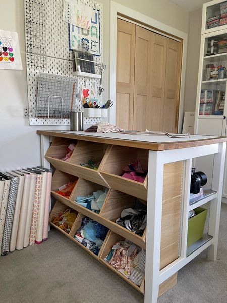 Love these bins for Scrap Stash storage.  They fit perfectly under my cutting table  