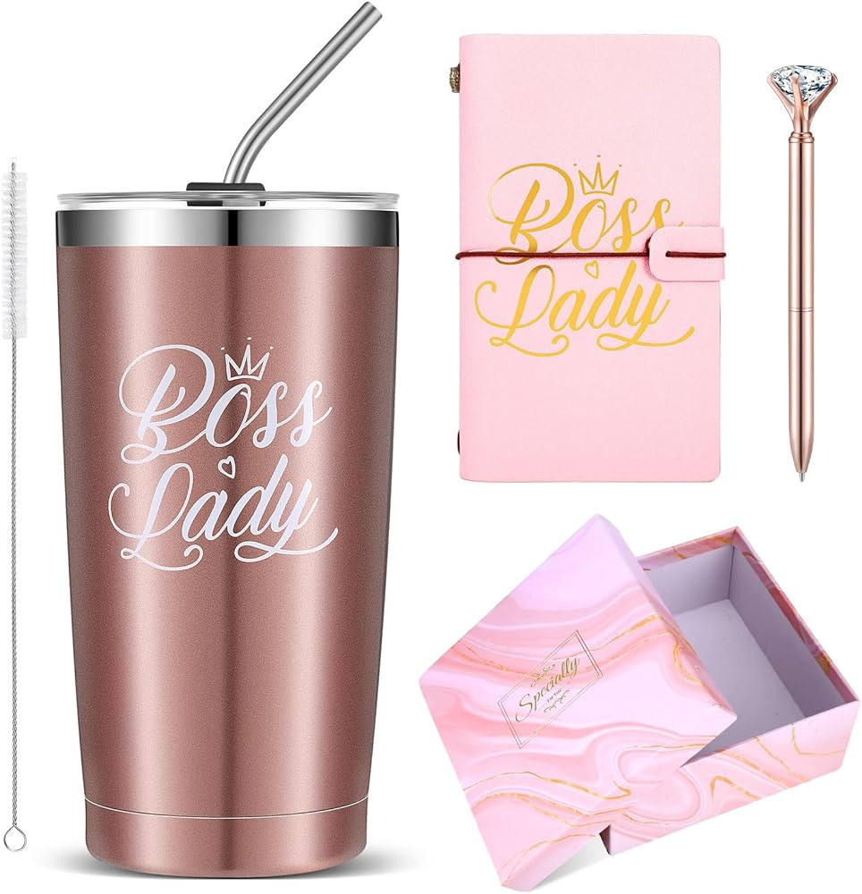 Lincia 4 Pcs Boss Lady Gifts, 20oz Stainless Steel Travel Tumblers Business Notebooks Journal wit... | Amazon (US)